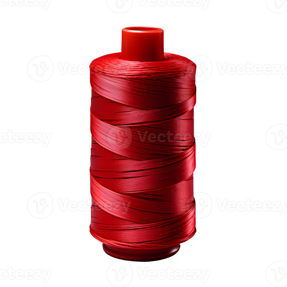 AI generated roll of red sewing thread isolated on transparent background png