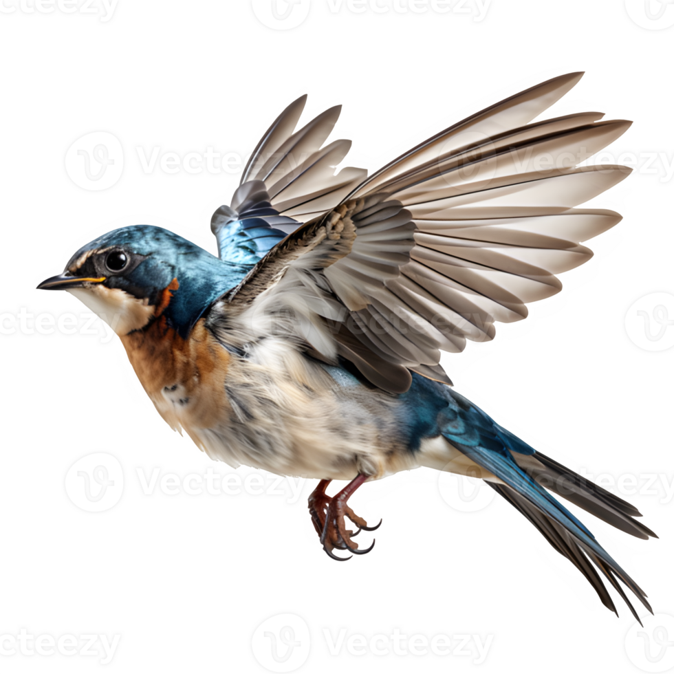 AI generated flying swallow isolated on transparent background ,swallow bird png ,generative ai