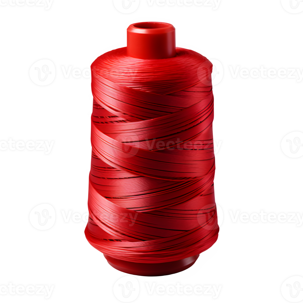 AI generated roll of red sewing thread isolated on transparent background png