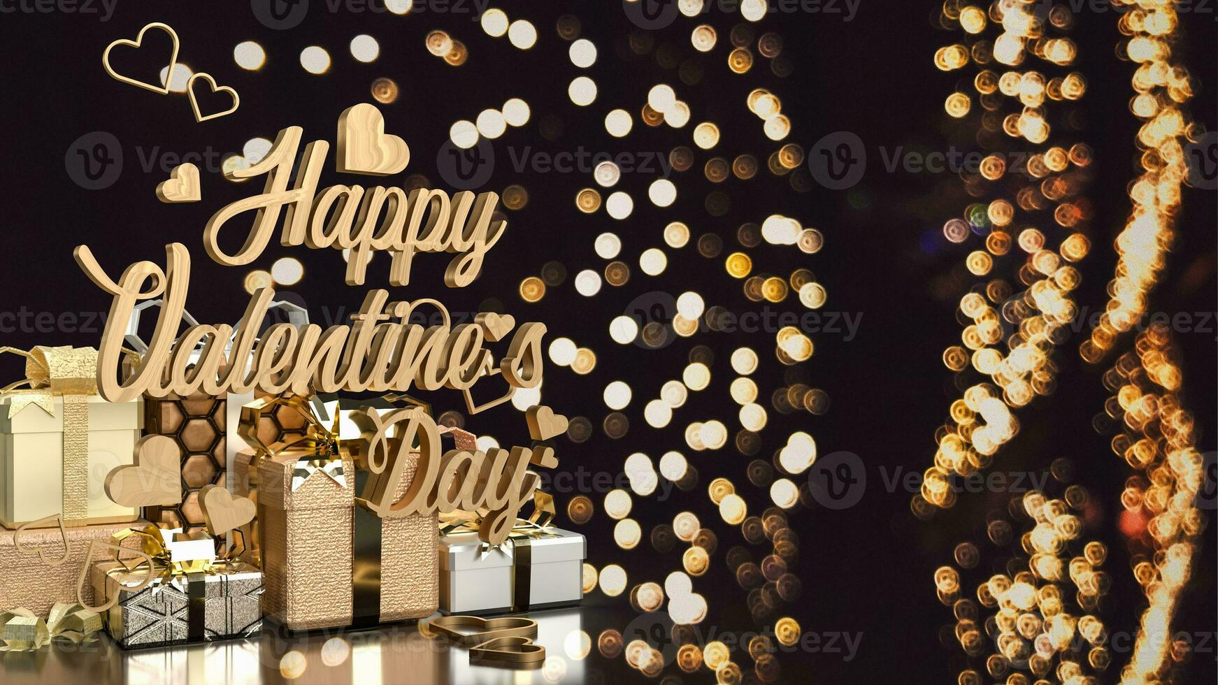 The gold gift box for Valentine's Day concept 3d rendering photo