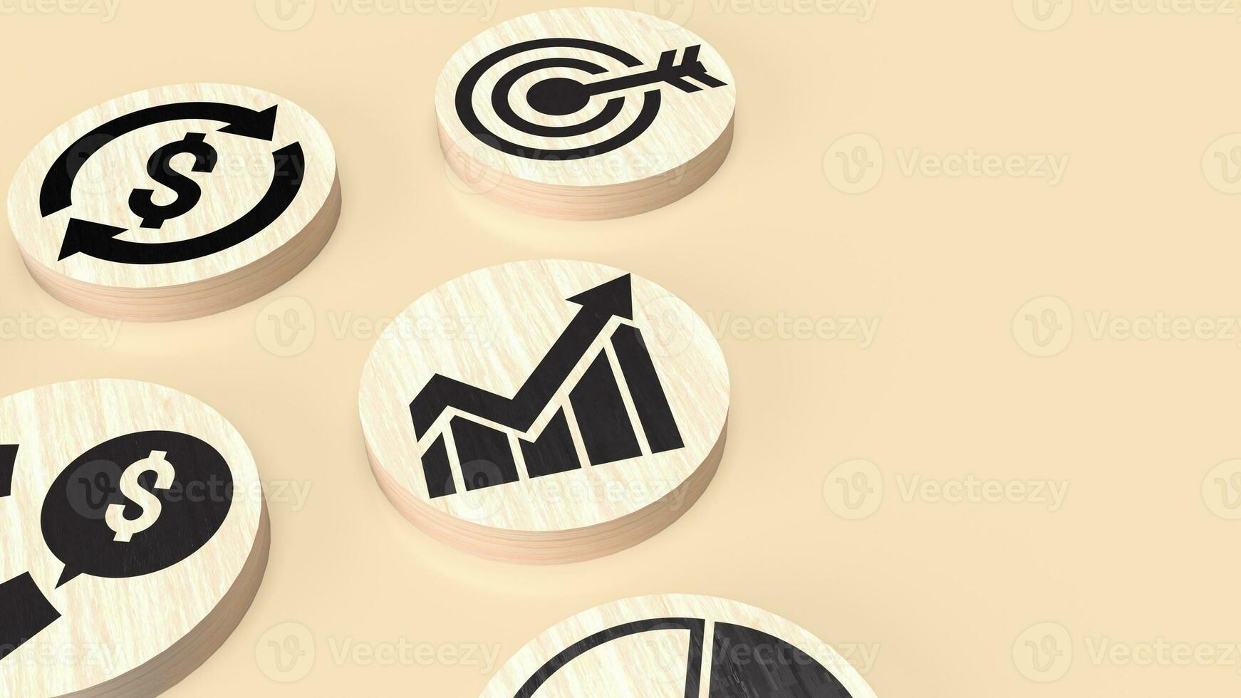 The icon on wood plate for Business concept 3d rendering photo