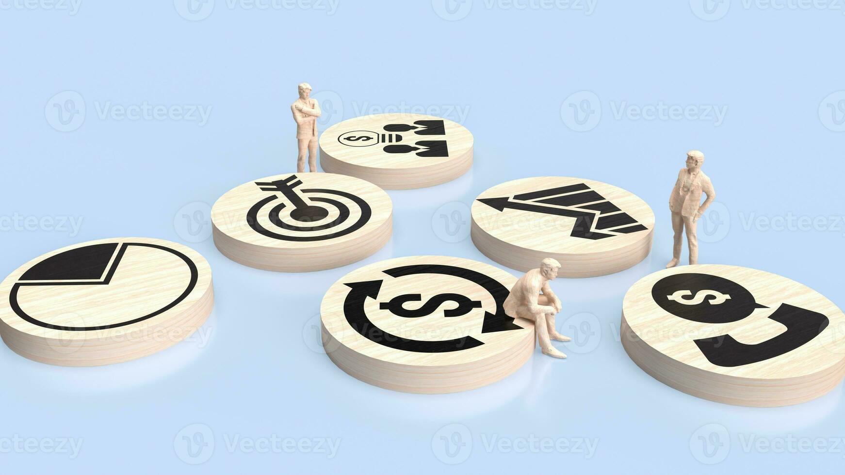 el icono en madera plato para negocio concepto 3d representación foto