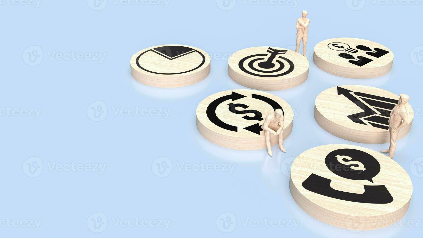 The icon on wood plate for Business concept 3d rendering photo