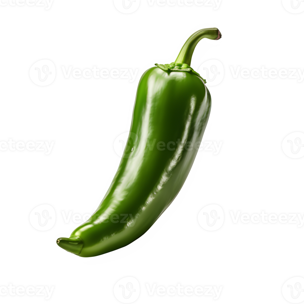AI generated green chilies isolated on transparent background ,green chili png ,generative ai