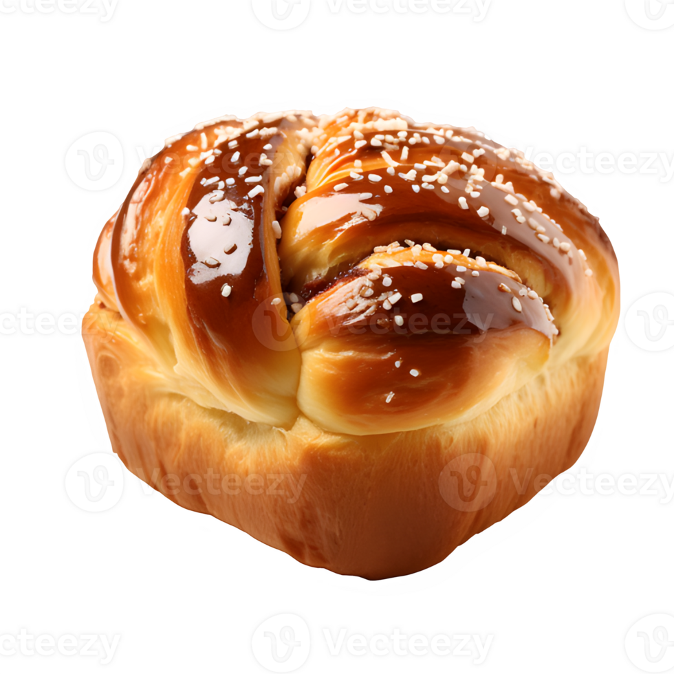 AI generated sweet bun isolated on transparent background ,sesame cake png ,generative ai