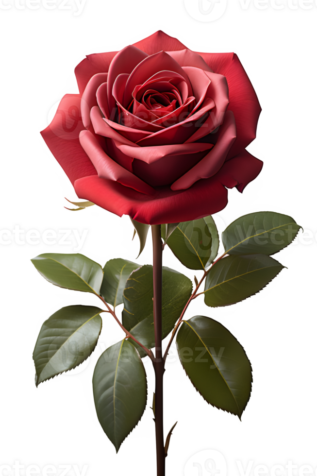 AI generated a sprig of red rose isolated on a transparent background ,generative ai png
