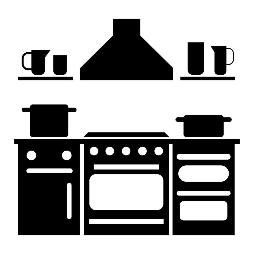 Kitchen black icon isolated on white background vector