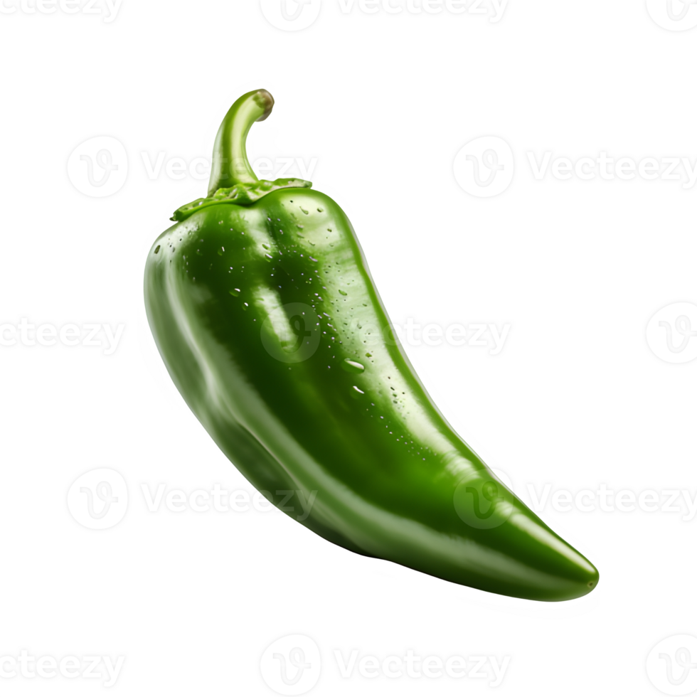 AI generated green chilies isolated on transparent background ,green chili png ,generative ai