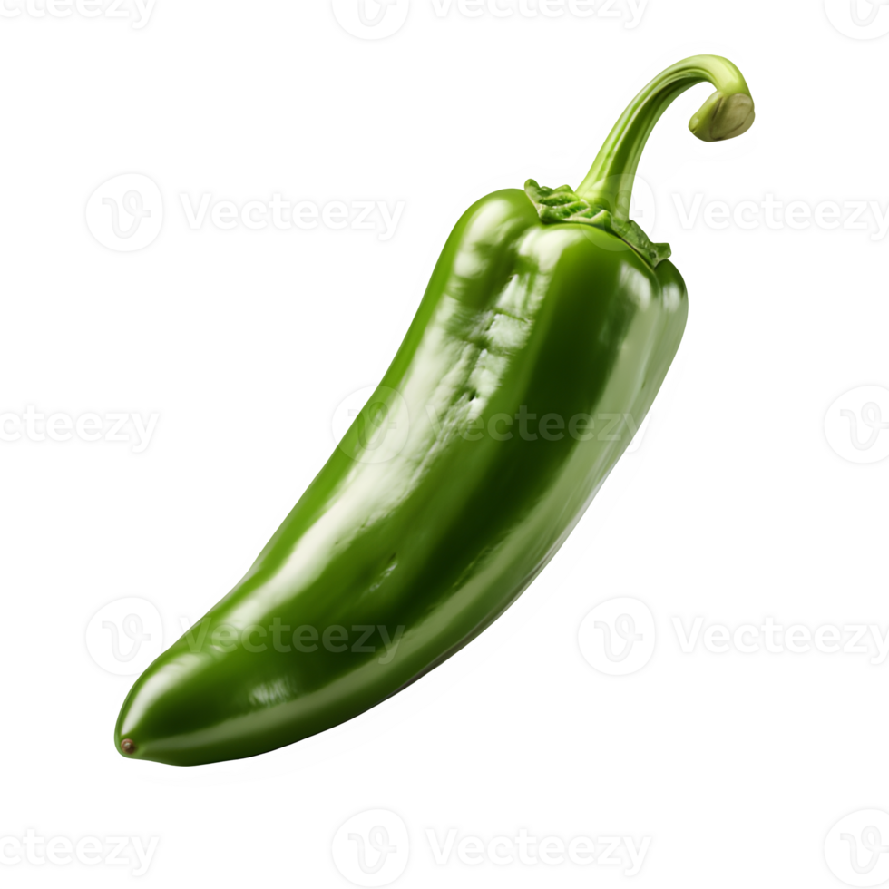 AI generated green chilies isolated on transparent background ,green chili png ,generative ai