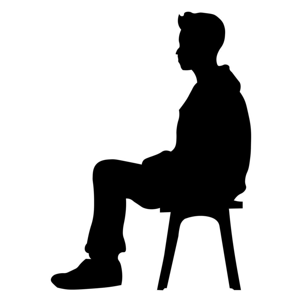 Man sitting black silhouette isolated on white background vector