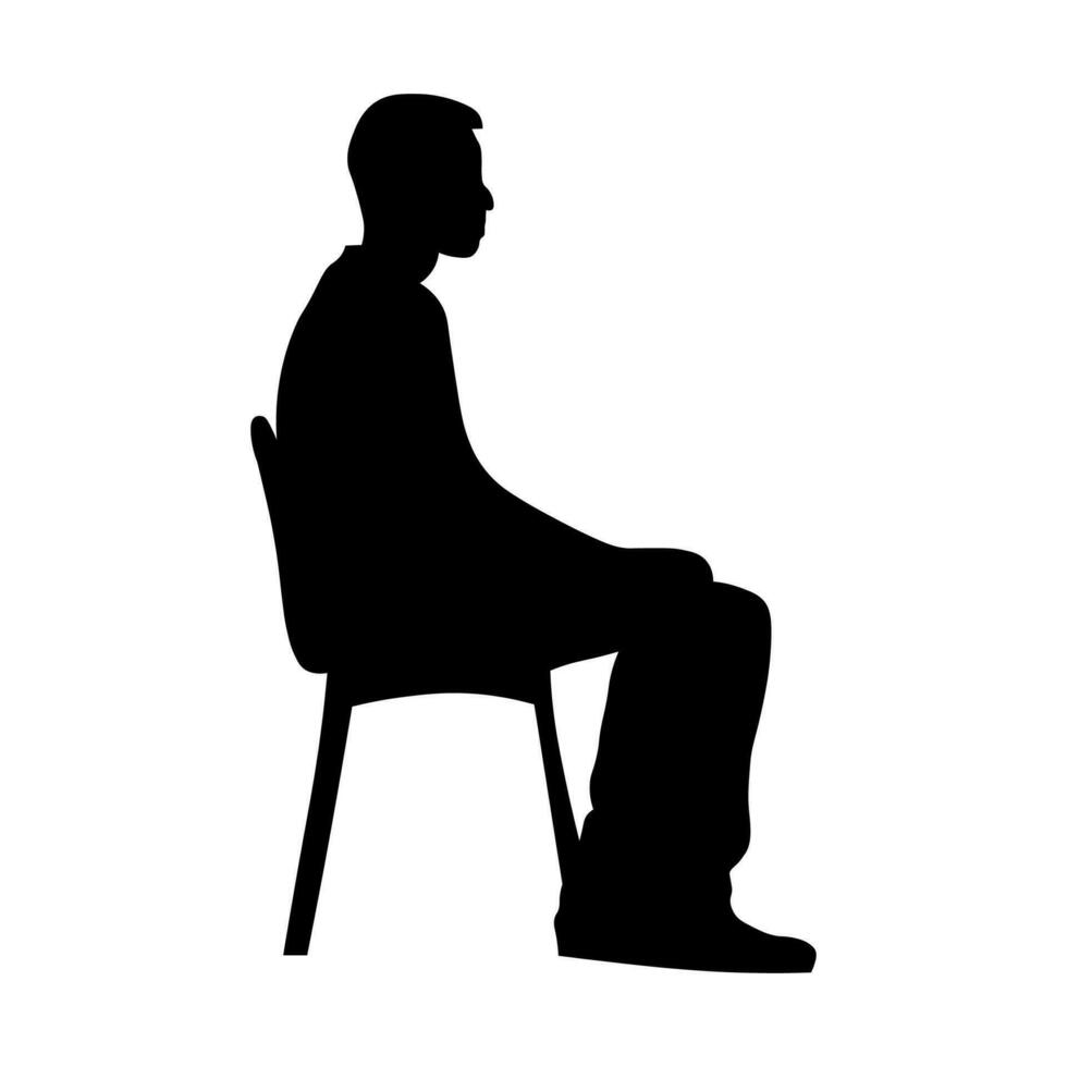 Man sitting black silhouette isolated on white background vector