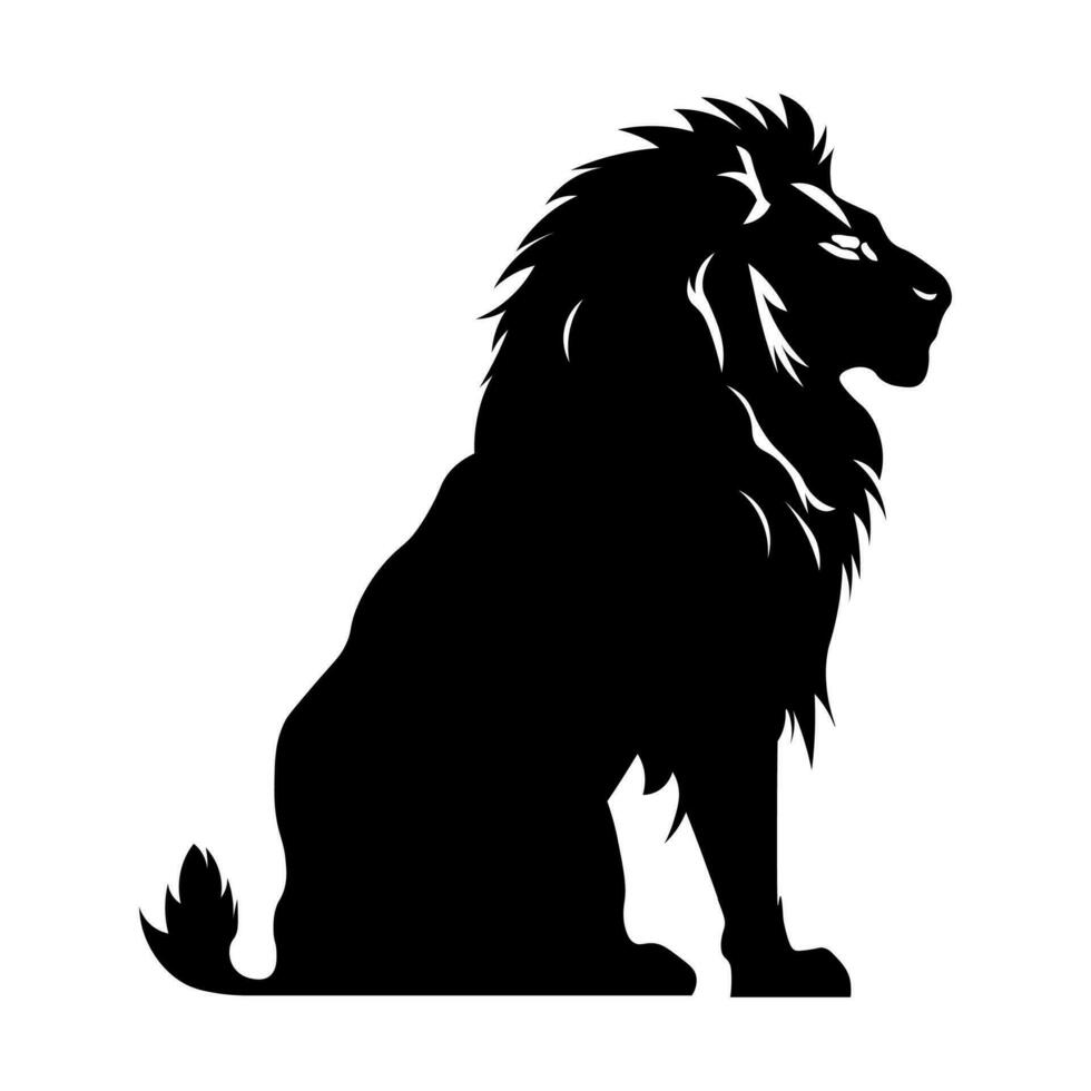 Lion black icon isolated on white background vector