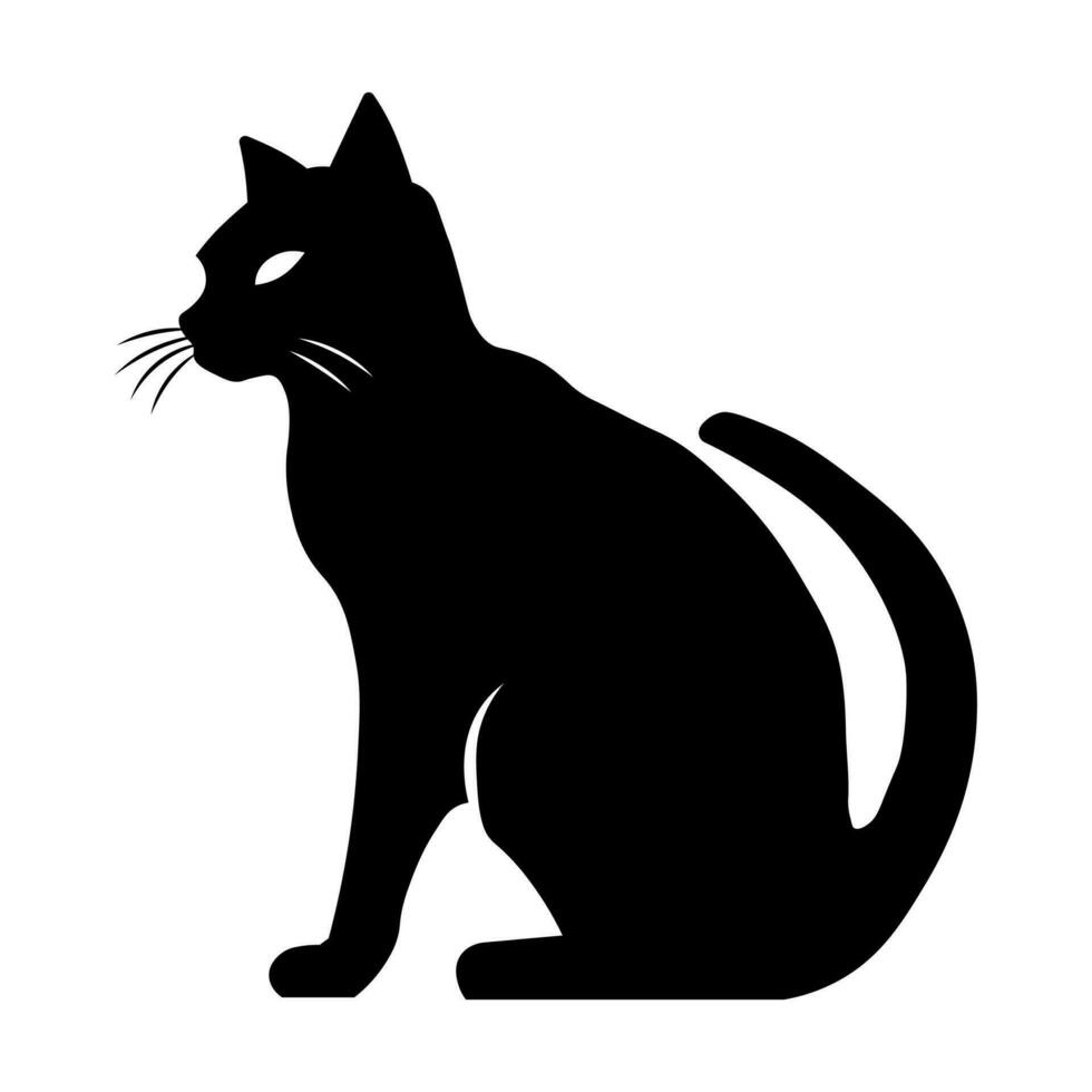 Cat black icon isolated on white background vector