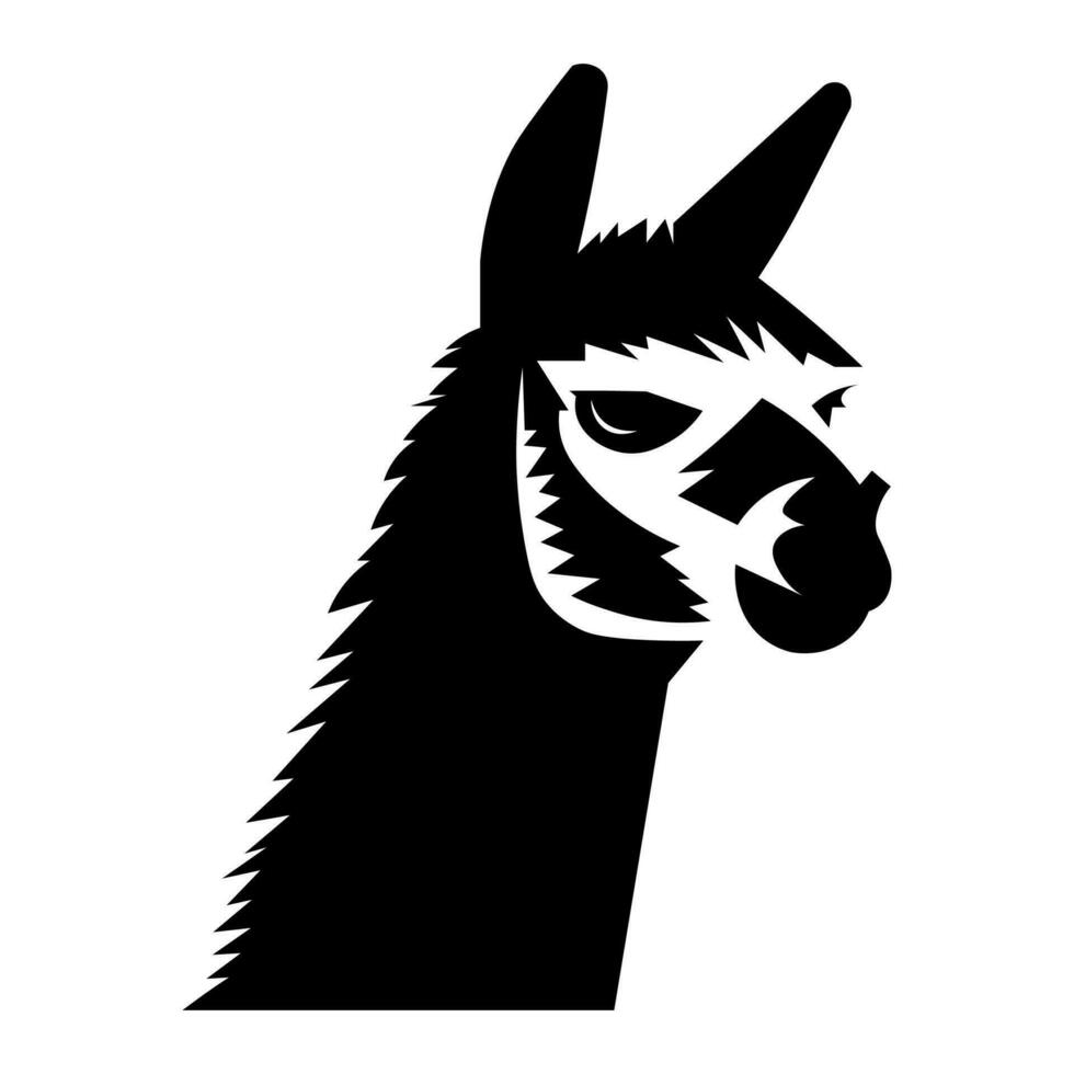 Alpaca vector black icon isolated on white background