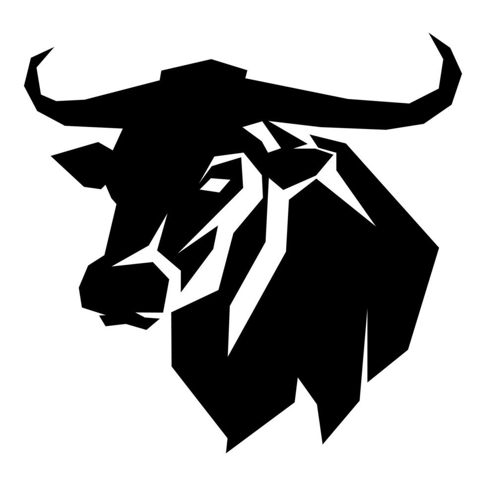 Bull black icon isolated on white background vector