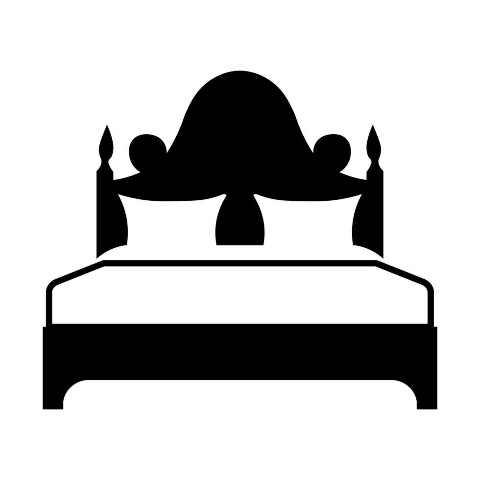 Bed vector black icon isolated on white background