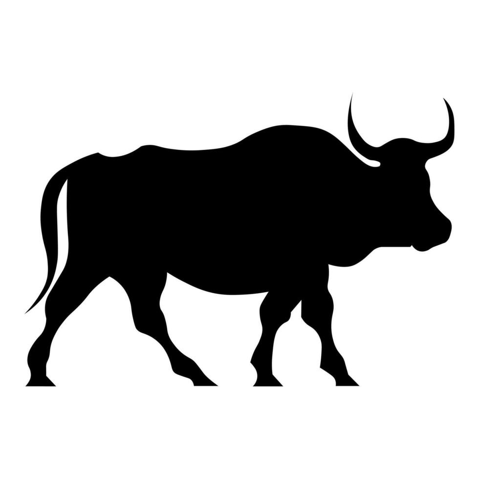 Bull black icon isolated on white background vector