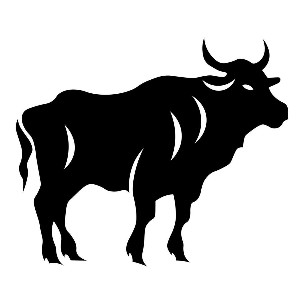 Bull black icon isolated on white background vector
