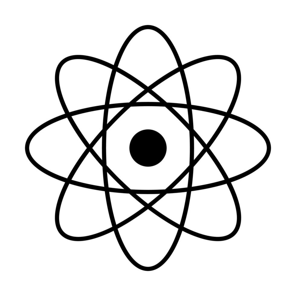 Atom vector black icon isolated on white background