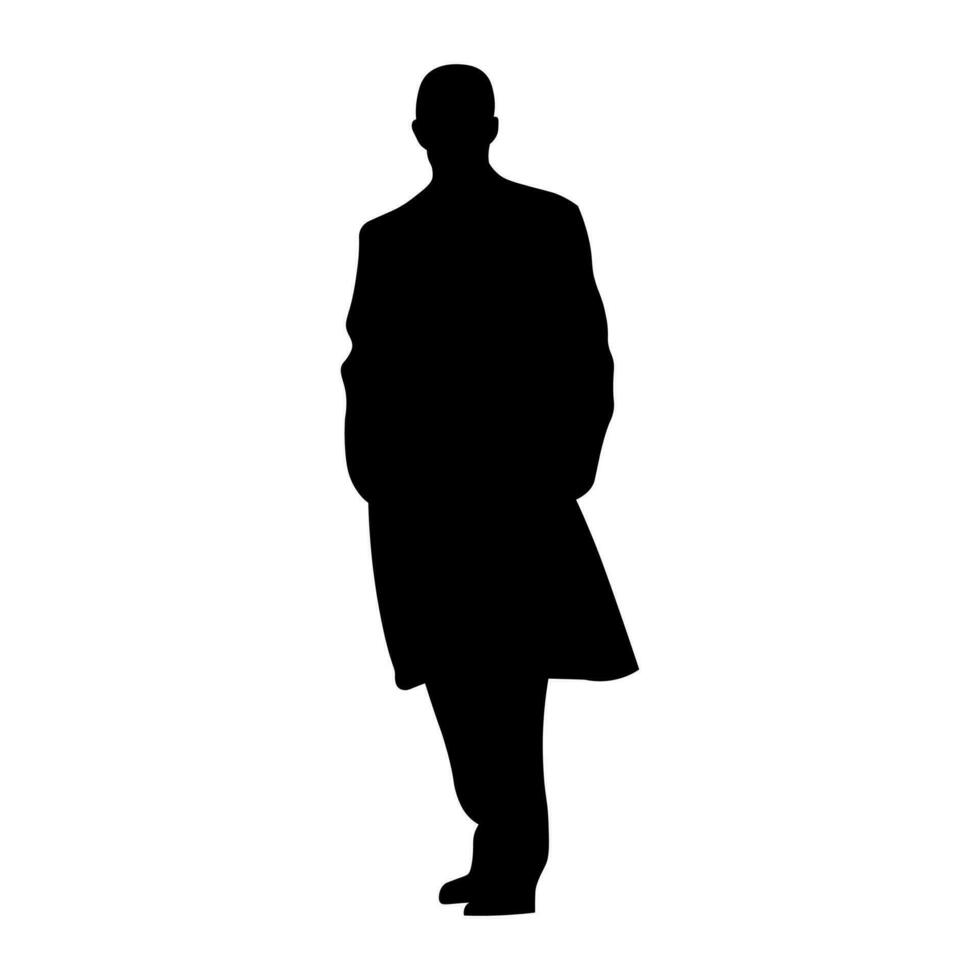 Man in suit black silhouette isolated on white background vector