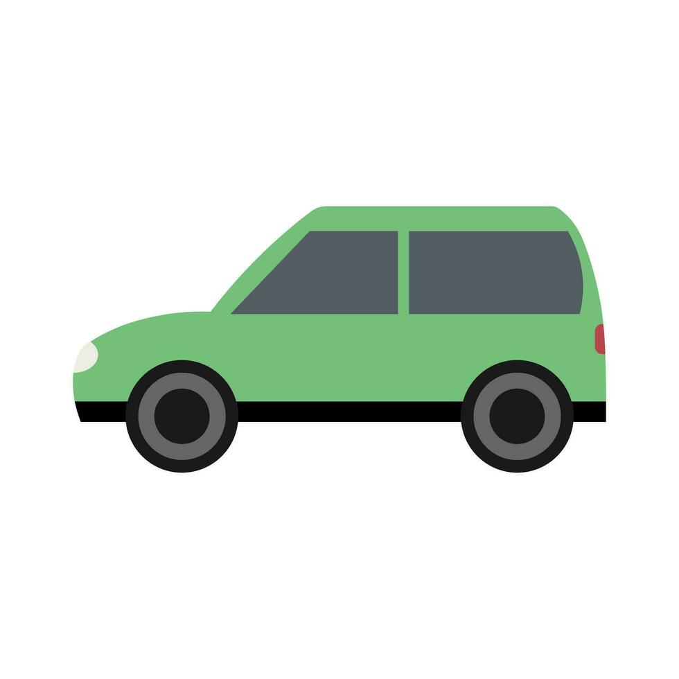 Green car side view icon isolated on white background vector