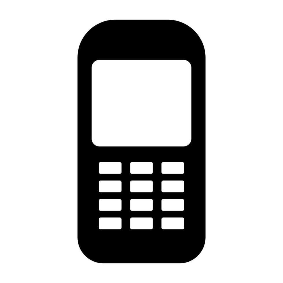 Old button phone black icon isolated on white background vector