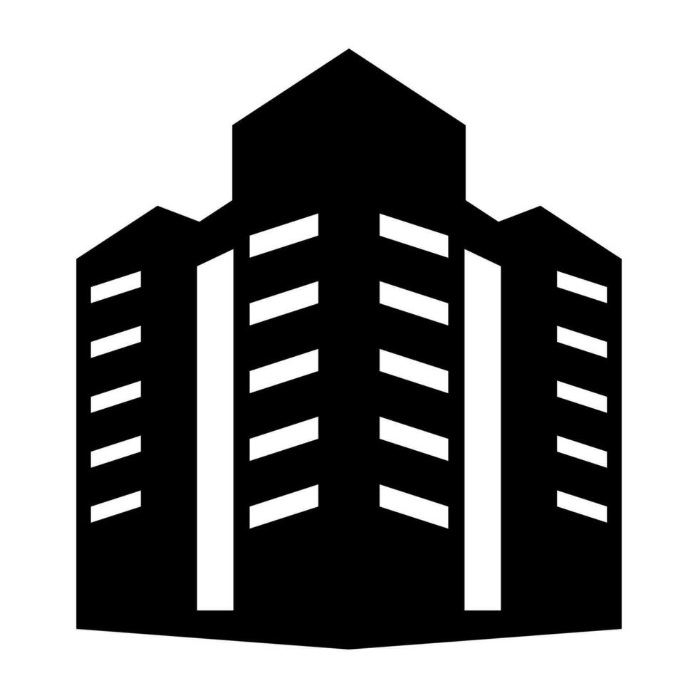oficina edificio negro icono aislado en blanco antecedentes vector