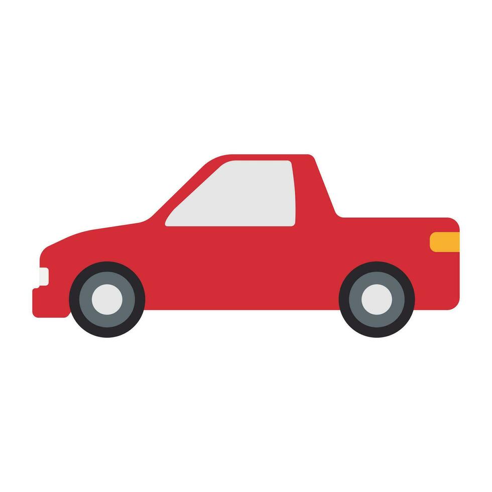 Red pickup side view icon isolated on white background vector