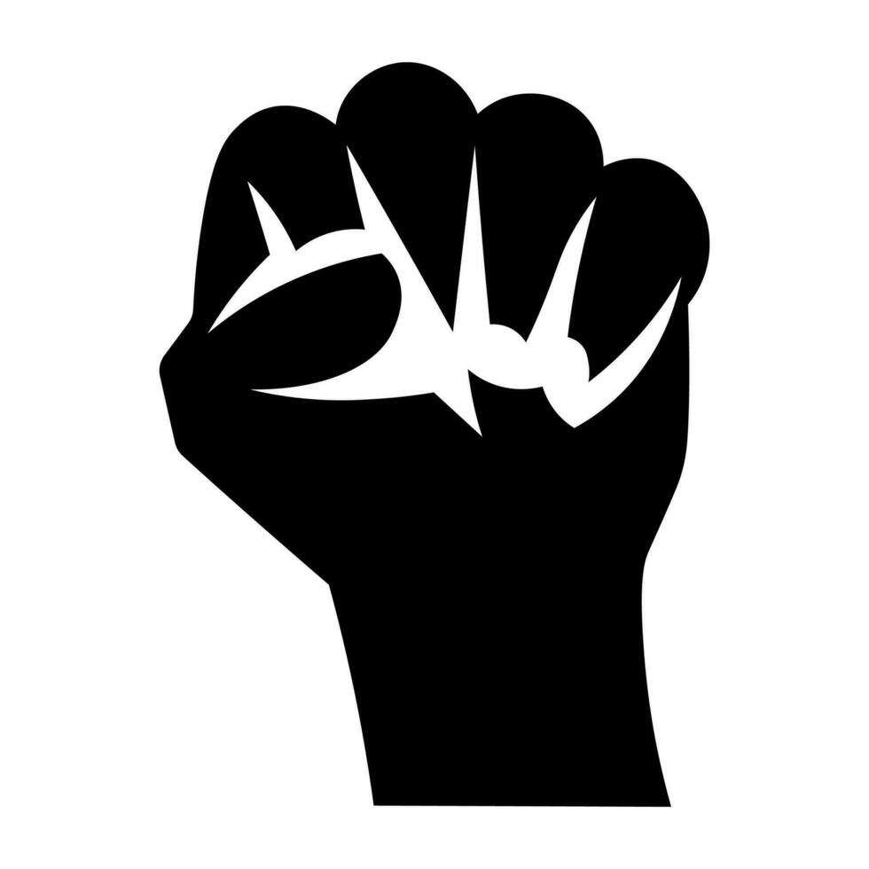 Fist black vector icon isolated on white background