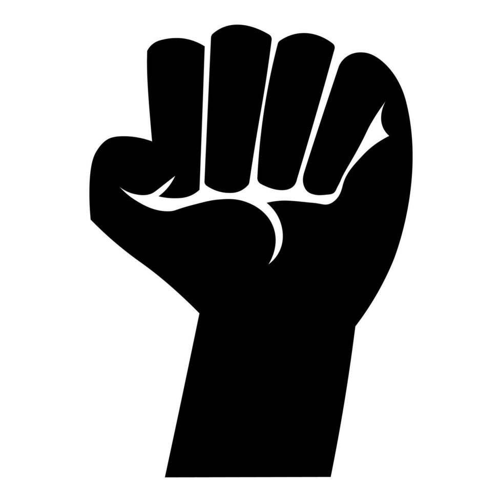 Fist black vector icon isolated on white background