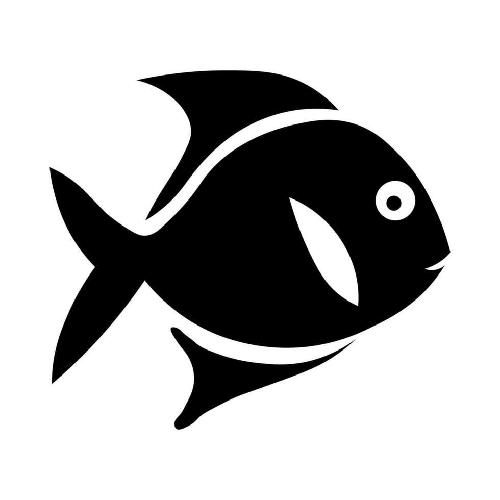 Fish black vector icon isolated on white background