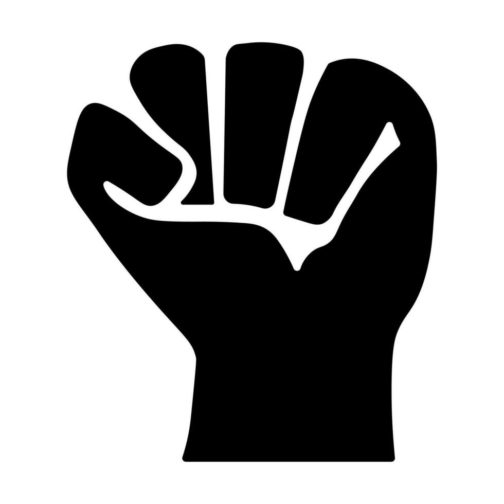 Fist black vector icon isolated on white background