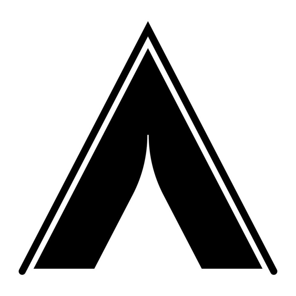 Tent black icon isolated on pure white background vector