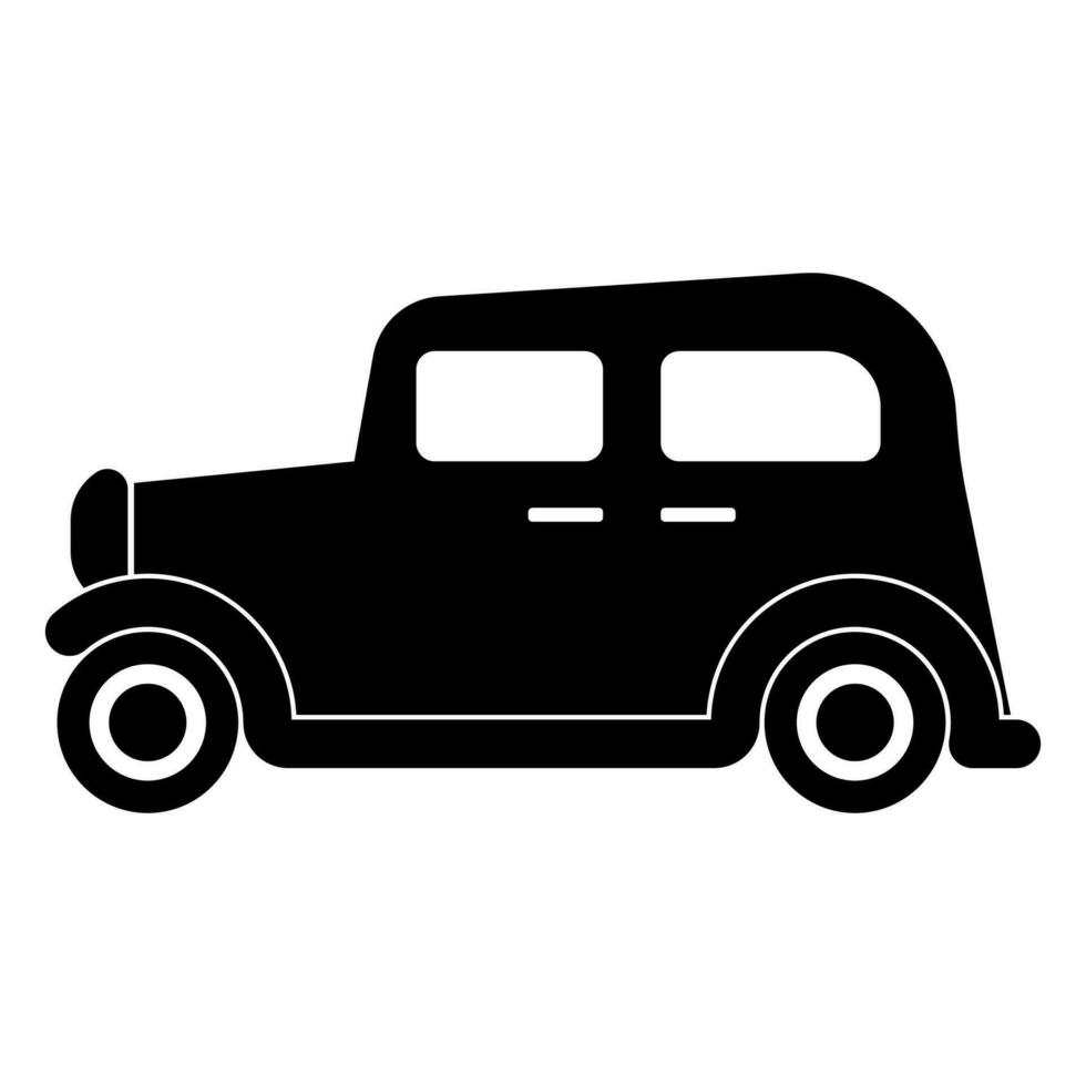 Old car black vector icon isolated on white background