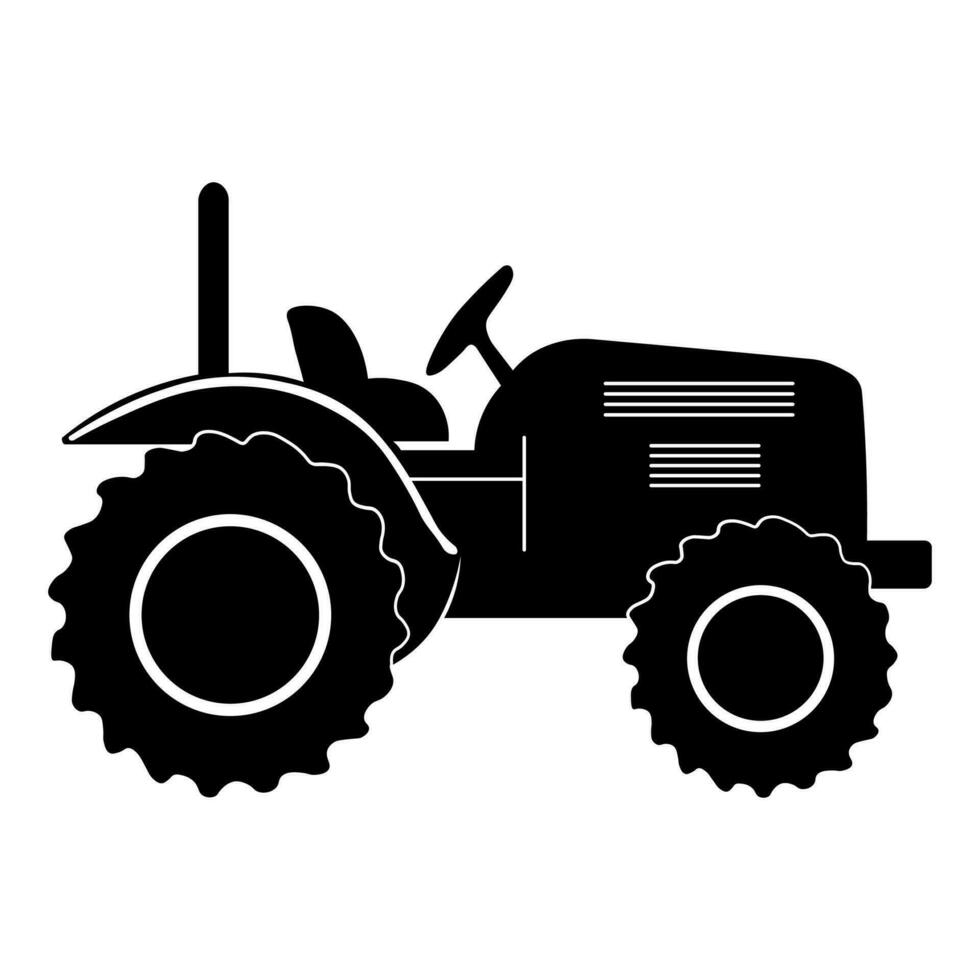 Tractor black illustration isolated on pure white background vector