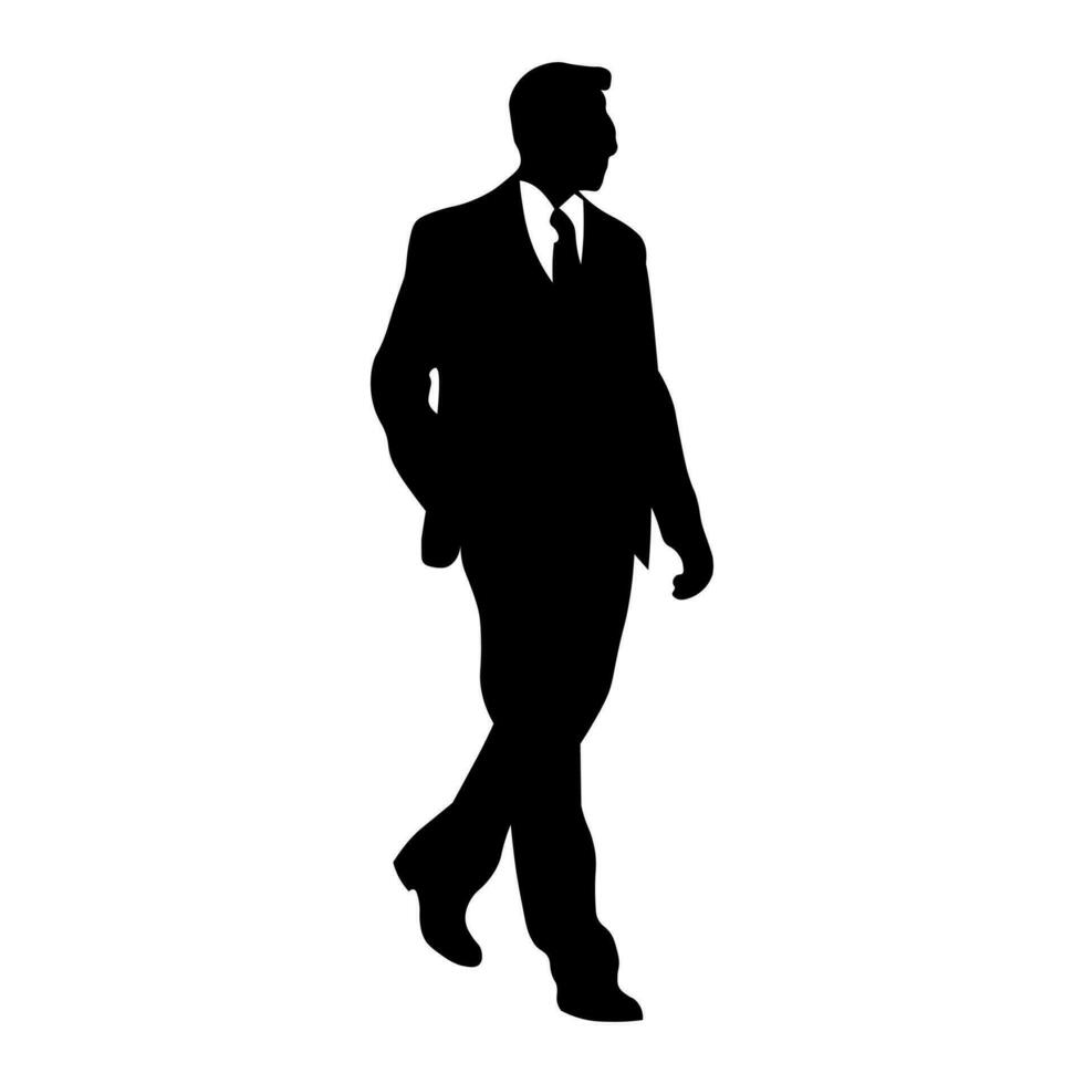 Man in suit black silhouette isolated on white background vector
