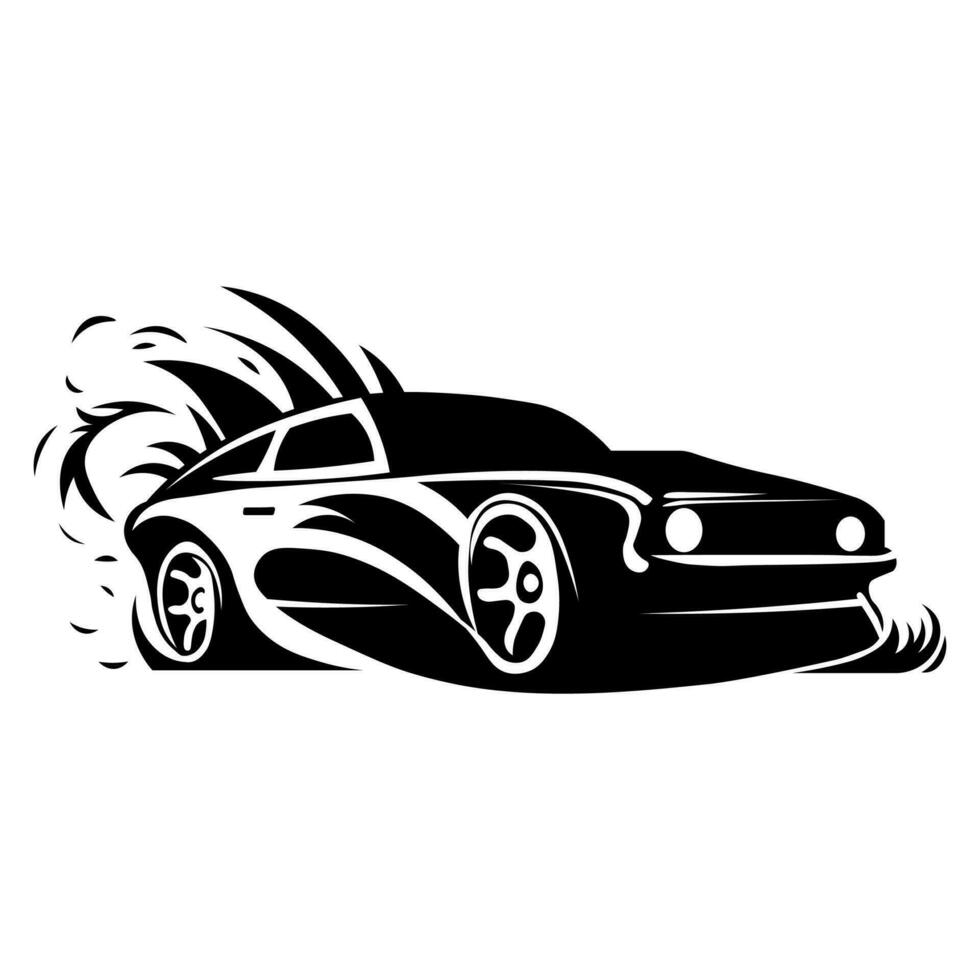 Racing muscle car illustration isolated on pure white background vector