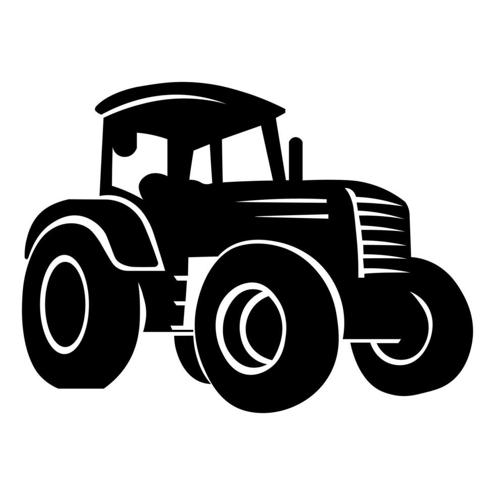 Tractor black illustration isolated on pure white background vector