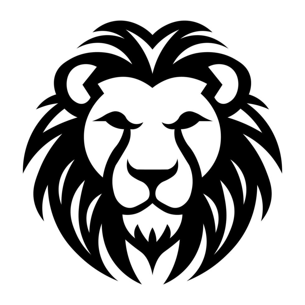 Lion head black logo isolated on white background vector