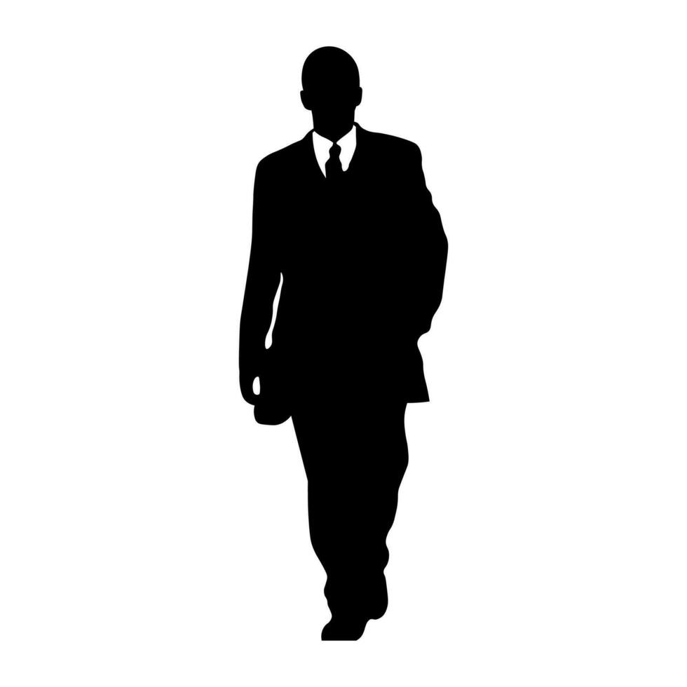 Man in suit black silhouette isolated on white background vector