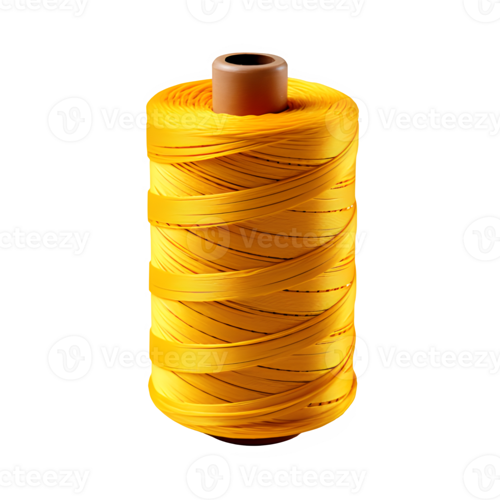 AI generated roll of yellow sewing thread isolated on transparent background png