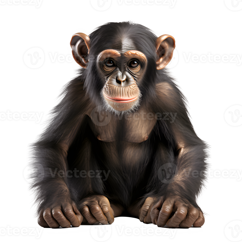 AI generated chimpanzee isolated on transparent background ,generative ai png