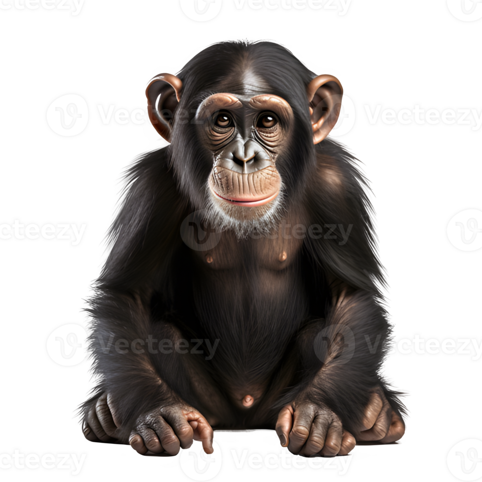 AI generated chimpanzee isolated on transparent background ,generative ai png