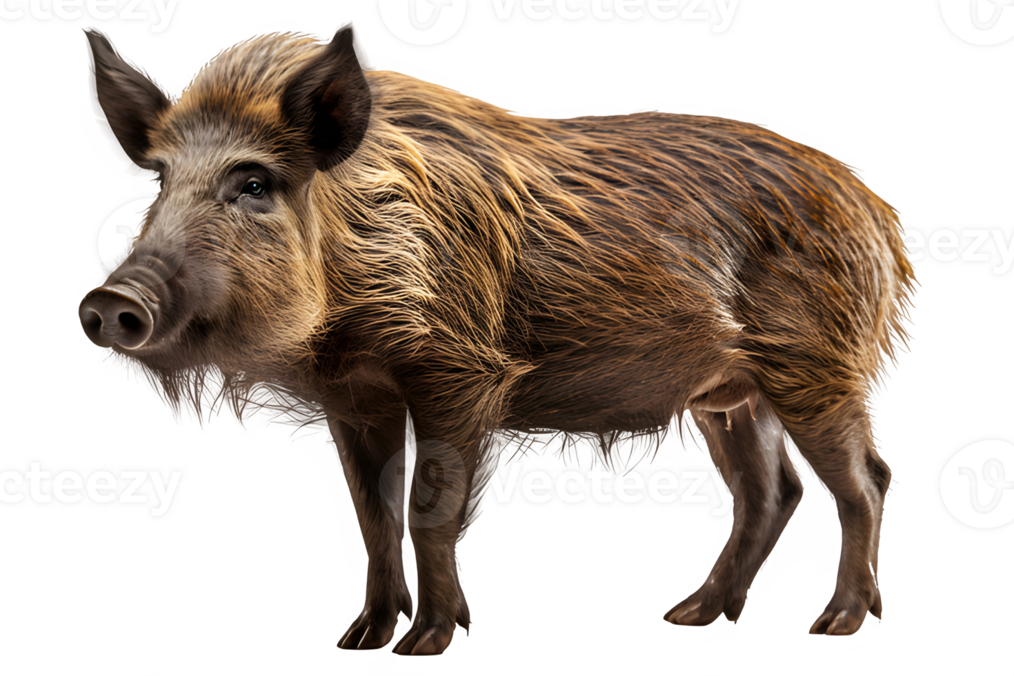 AI generated wild boar side view isolated on transparent background ,generative ai png