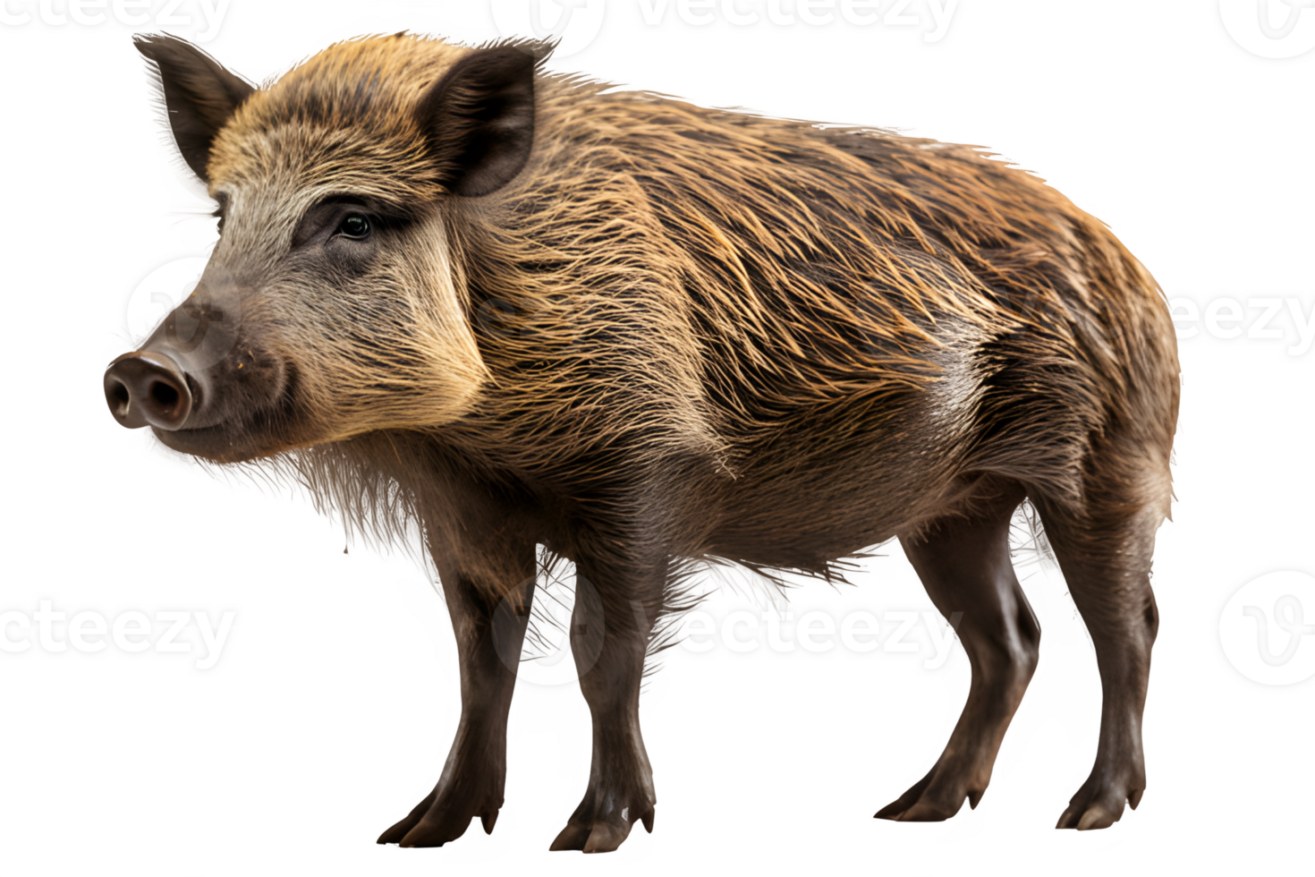 AI generated wild boar side view isolated on transparent background ,generative ai png