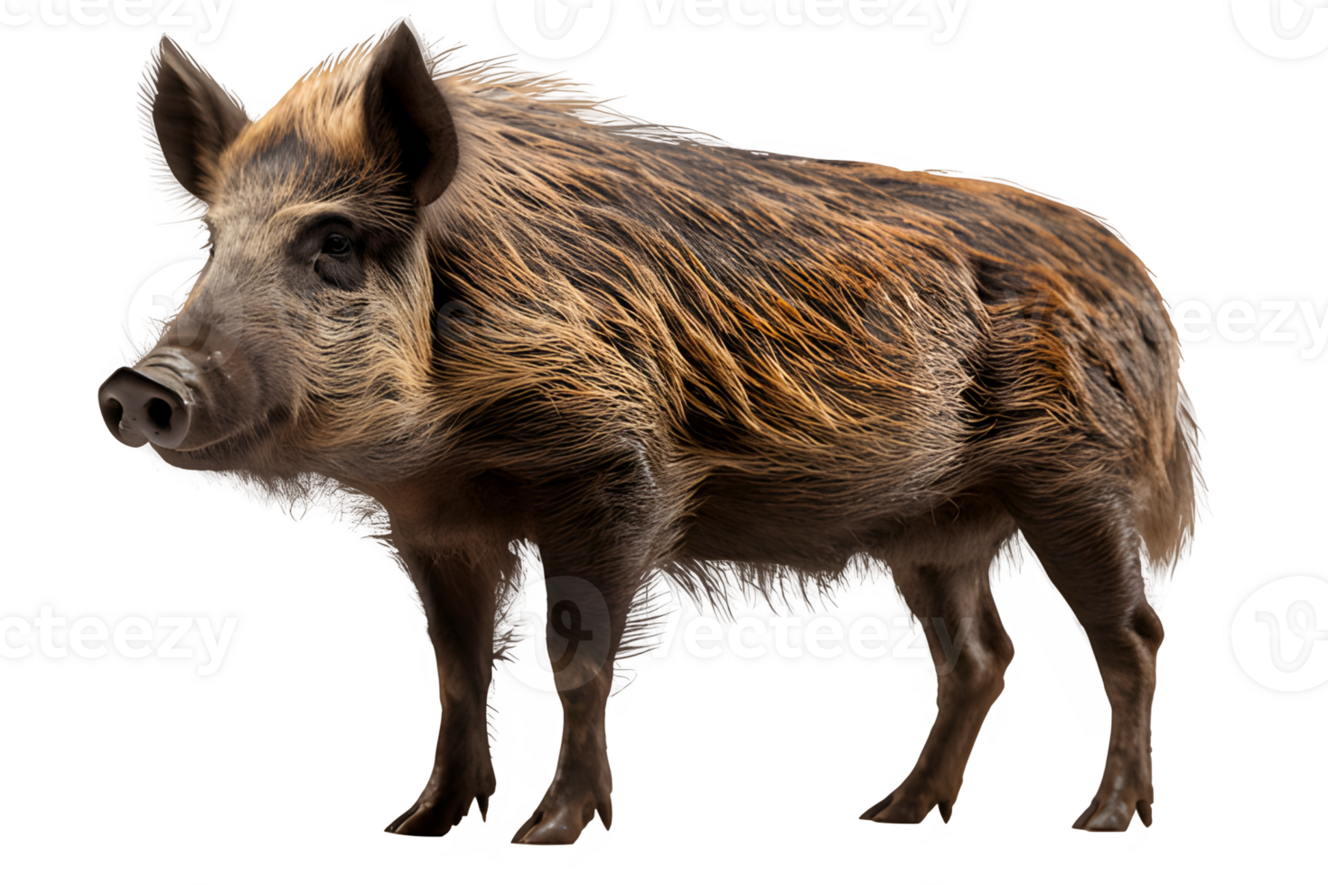 AI generated wild boar side view isolated on transparent background ,generative ai png