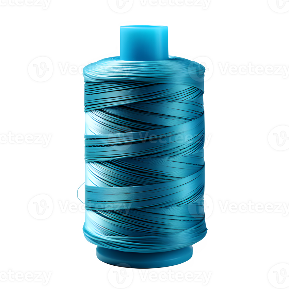 AI generated roll of blue sewing thread isolated on transparent background png