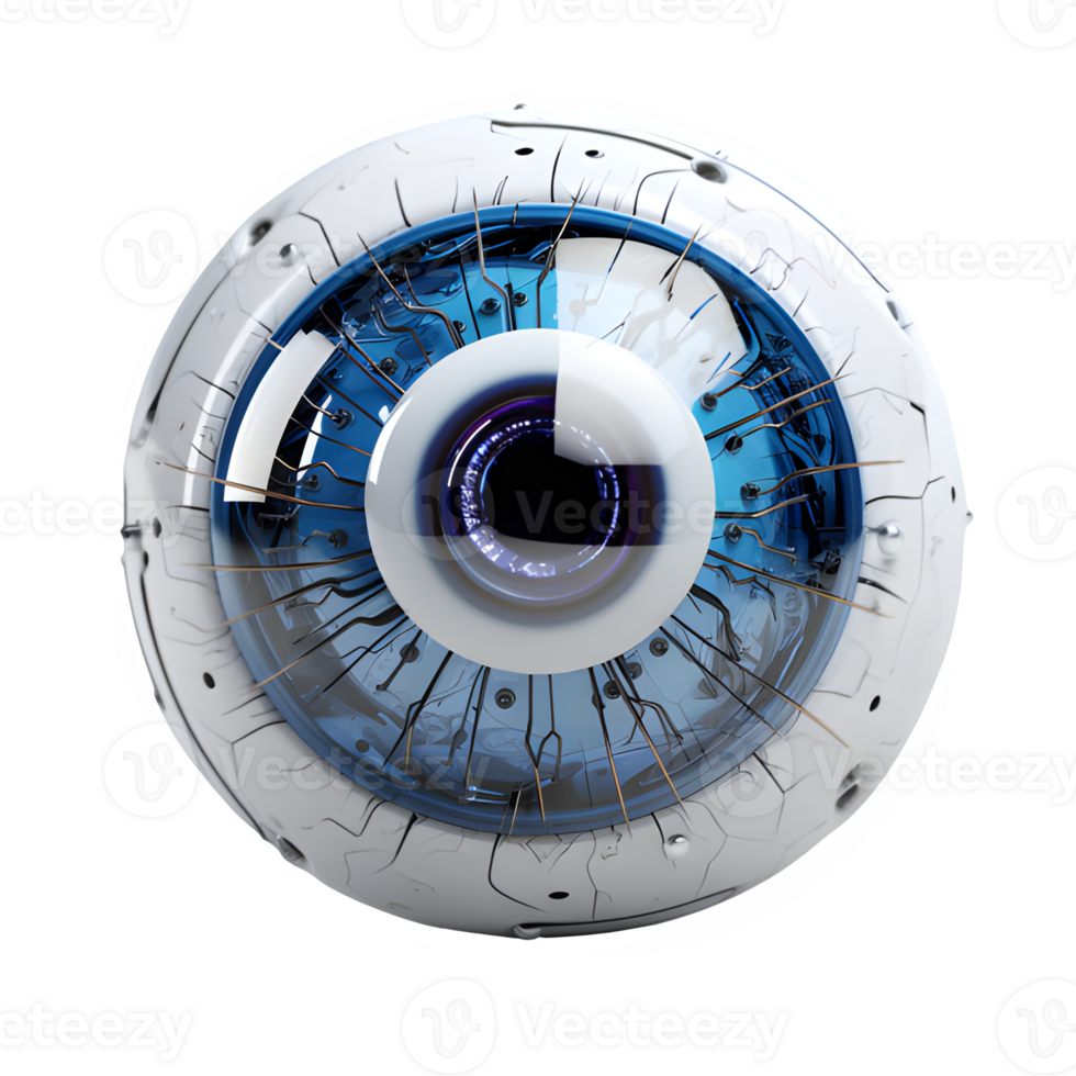 AI generated eyeball isolated on transparent background ,blue eyeball png ,generative ai