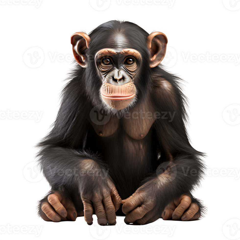 AI generated chimpanzee isolated on transparent background ,generative ai png