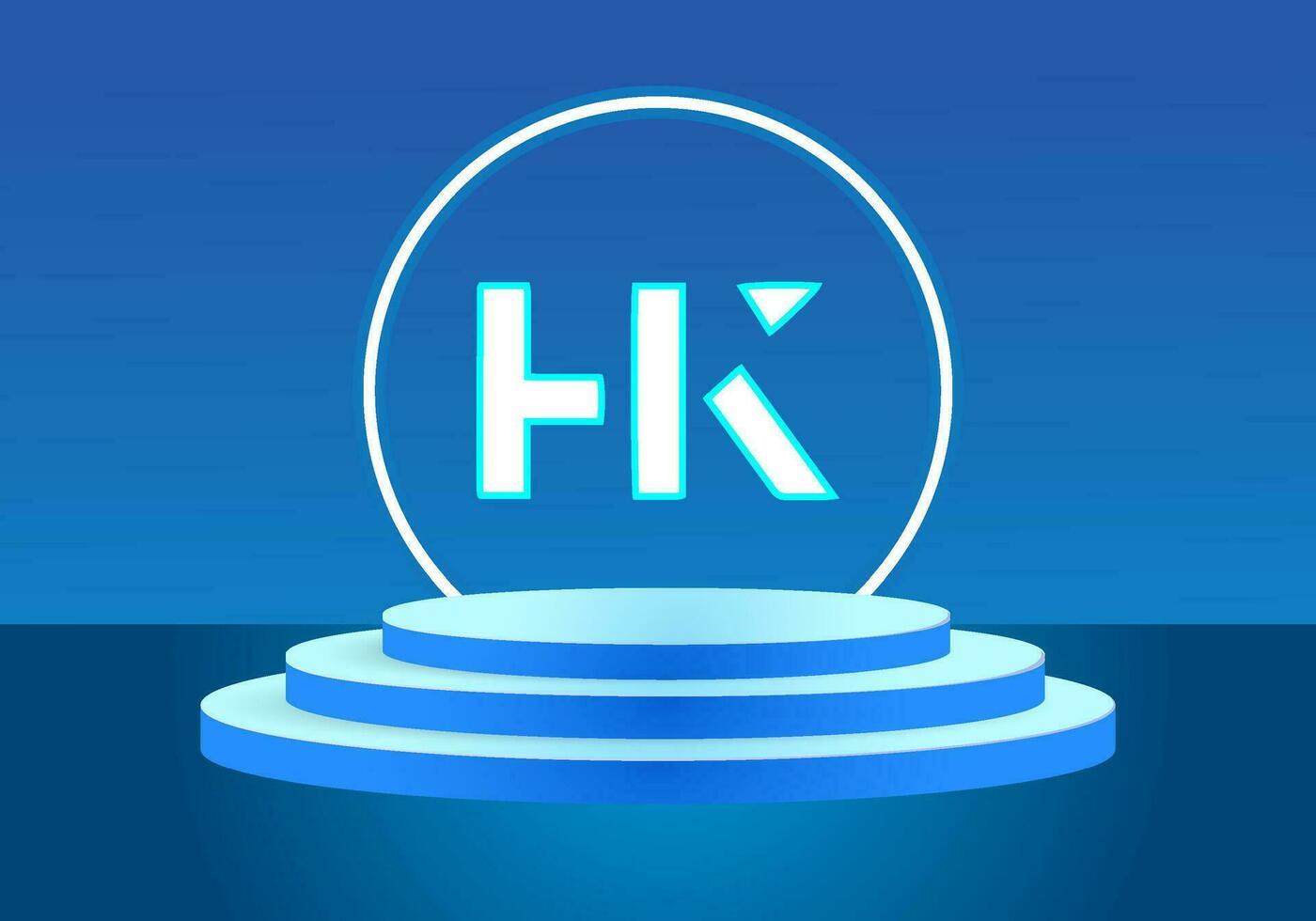 Letter HK blue logo sign. Vector logo design for business.